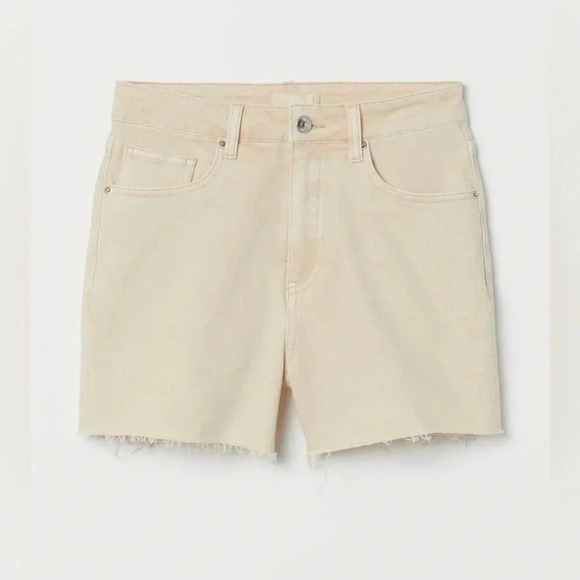 Women’s H&M High Rise Cut Off Shorts Size 14 NEW WITH TAGS Apricot - Picture 1 of 10